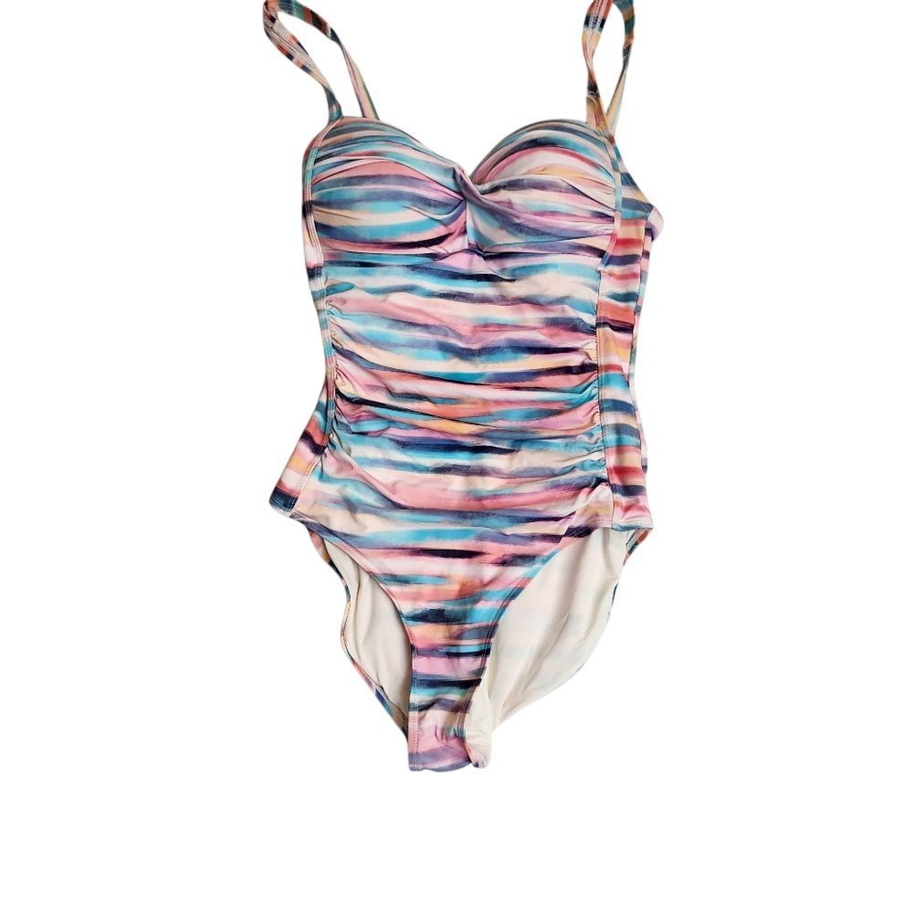 Niptuck Multifit Cup Multicolored One Piece Ruched Sides‎ Sz 8